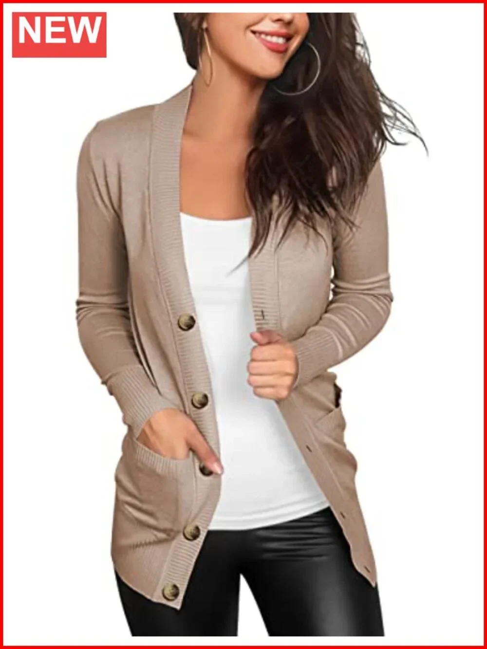 VERABENDI Women's Lightweight Cardigan Sweater Snap Button Front Pockets